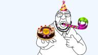 award big_lips birthday closed_eyes double_chin eyebrows fat hand happy head obese party_hat showing_something stubble surprised sweating sweaty transparent_background variant:nopejeet whistle wrinkles // 1703x954 // 263.4KB