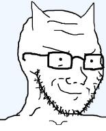 cat_ear closed_mouth glasses series:unfunnycreature smile smug soyjak stubble subvariant:soyak_(smug) template unfunny_creature variant:soyak // 644x800 // 44.5KB