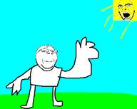 Cobson_face fun grass nature smile soyjak standing sun sun_rays variant:cobson variant:gapejak waving // 639x510 // 23.3KB