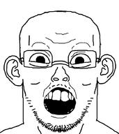 bald brimstone ear front_facing glasses open_mouth poopson soyjak stubble variant:unknown white_background white_skin // 800x900 // 105.4KB