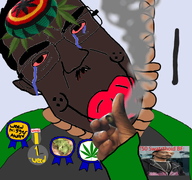 award big_lips black_eyes black_skin bloodshot_eyes blunt brown_skin chain chud closed_mouth clothes crying dead dimples dreadlocks drugs ear ext=png glasses goatee green_and_dark-grey_shirt hair hanging holding_object hoodie jewelry light_blue_background looking_at_you meta:not_oc moustache negro nigger nigger_weed noose plant random_line_in_image rapper red_lips rope smile smoke smoking snoop_dogg subvariant:patrick suicide swarthoid sweater t50_eyes text toothbrush_moustache tshirt variant:chudjak white_shirt // 768x719 // 370.8KB