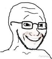 ai_generated faceapp glasses open_mouth realistic smile soyjak stubble subvariant:wholesome_soyjak uncanny variant:gapejak variant:soyak // 708x800 // 147.0KB