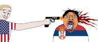 2soyjaks amerimutt anti_mutt blond blood chud flag flag:serbia flag:united_states glasses gun gunshot happy holding_gun holding_object open_mouth serbia smile stubble tongue total_nigger_death total_serbian_death trend:aryan tsd united_states variant:bernd variant:chudjak // 1672x734 // 180.3KB