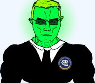 central_intelligence_agency clothes glasses glowing glownigger subvariant:chudjak_front subvariant:muscular_chud suit sunglasses trollface variant:chudjak // 1059x929 // 250.8KB