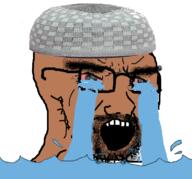 beard bloodshot_eyes brown_skin clothes cry_me_a_river crying glasses hat islam open_mouth soyjak taqiyah tvrkaryan variant:soyak // 785x731 // 343.1KB