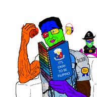 4soyjaks acab arm arms_crossed award black_lives_matter book calm car chair clothes coat_of_arms filipino fish foot grin hand holding_object i_like_to_watch incomprehensible_woahjack love_is_love mouth_closed nonsense philippines pirate_hat reading runes sitting sky smile subvariant:chud_reading subvariant:feralgrin subvariant:longplier subvariant:soyak_(concerned) text trend:colorjak variant:chudjak variant:feraljak variant:markiplier_soyjak variant:soyak zero_empathy_award // 2048x2048 // 975.9KB