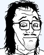 glasses mullet mustache neutral raised_eyebrow shirts splice stubble subvariant:sleazejak variant:mulletjak // 685x850 // 40.9KB