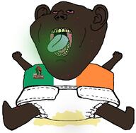 acne black_skin diaper ear flag:ireland ireland nigger open_mouth palestine piss pissbaby subvariant:pissbaby tongue tongue_out variant:impish_soyak_ears // 1480x1452 // 337.0KB