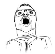 clothes glasses hair open_mouth soyjak stubble variant:unknown // 763x759 // 137.3KB