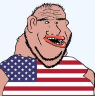 amerimutt balding clothes fat mutt obese pink_skin stubble tshirt united_states variant:impish_soyak_ears // 881x886 // 181.9KB