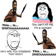 2soyjaks 300_(movie) angry closed_mouth frown glasses hair leonidas long_hair makeup movie sad soyjak stubble subvariant:wholesome_soyjak tranny variant:alicia variant:gapejak // 1280x1280 // 875.7KB