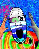 abstract bald colorful glasses glitch glitchy hand hands_up open_mouth stubble variant:ppp // 1000x1233 // 1.0MB
