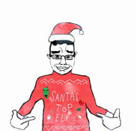 christmas closed_mouth clothes ear ext=mp4 eyebrows glasses hair looking_at_you music pointing santa_hat smile subvariant:chudjak_front variant:chudjak variant:cobson variant:shirtjak video white_background // 496x480, 182.7s // 9.5MB