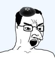 clothes glasses hair hat judaism kippah large_nose open_mouth soyjak variant:chudjak // 600x633 // 35.0KB