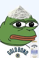 amphibian bald body_powder closed_mouth clothes frog gold_bond green_skin lips looking_at_you nas nas:pepe pepe_the_frog powder series:pepe_hat transparent_background tshirt // 1008x1479 // 530.9KB