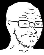 closed_eyes closed_mouth glasses redraw soyjak stubble variant:soyak // 260x322 // 11.5KB