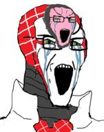 2soyjaks angry anime crying green_eyes jojos_bizarre_adventure king_crimson shaved variant:soyak // 785x1000 // 244.4KB