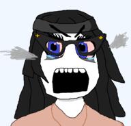 angry avengers bloodshot_eyes clothes crying glasses hair necklace soyjak steam transparent_background variant:soytan // 703x673 // 24.7KB