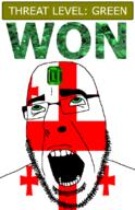 ahegao country emerald flag flag:georgia_(country) gem georgia glasses green green_eyes hair looking_up open_mouth schlog_color_event soyjak soyjak_blog stubble teeth text threat_level_green variant:cobson won // 721x1115 // 146.6KB
