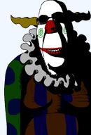 clothes clown hair makeup ominous rape red_eyes ruffle_collar scary shading shadow smile soyjak stubble subvariant:hornyson transparent_background variant:cobson // 1051x1547 // 94.8KB