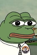 1960s 1968 american_independent_party amphibian button closed_mouth clothes collared_shirt frog george_wallace green_skin irl_background lips nas:pepe necktie pepe_the_frog politics united_states // 1008x1479 // 536.2KB