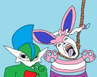 ack dead eeveelution frog furry gallade hand hanging mustache open_mouth pepe pokemon rope soyjak suicide sylveon tongue tranny variant:bernd video_game yellow_teeth // 1006x800 // 38.5KB