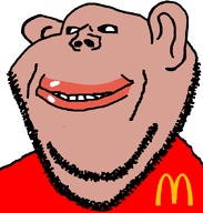 aliased amerimutt brown_skin closed_mouth clothes ear lips mcdonalds mutt series:remastered_soyjaks smile soyjak stubble subvariant:impish_amerimutt variant:impish_soyak_ears // 598x628 // 10.0KB