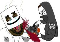 2soyjaks alan_walker angry arm blood chainsaw holding_chainsaw holding_object looking_to_the_left marshmello nigger variant:bernd variant:chudjak // 1238x872 // 430.9KB