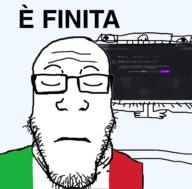 2soyjaks closed_eyes closed_mouth clothes computer country desk flag glasses italy its_over objectsoy soyjak stubble text tor variant:markiplier_soyjak variant:monitorjak // 1459x1440 // 587.0KB