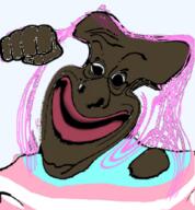 brown_skin brown_troonjak distorted eyebrows flag:transgender_pride_flag hand meta:leaky nigger nose punch purple_hair red_lips tranny variant:unknown wrinkles // 237x255 // 74.5KB