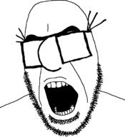 angry dilbert glasses open_mouth soyjak stubble variant:cobson wally_(dilbert) // 720x788 // 40.1KB