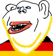 amerimutt country ear fangs flag flag:germany germany open_mouth soyjak subvariant:impish_amerimutt vampire variant:impish_soyak_ears // 598x628 // 188.2KB