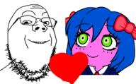 blue_hair bury_pink_gril glasses green_eyes heart pink_skin s4s_(4chan) smile soyjak stubble variant:gapejak // 1292x800 // 294.3KB