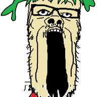 4chan anime arm clothes glasses green_hair hair hand open_mouth soyjak stretched_mouth stubble variant:a24_slowburn_soyjak white_skin yotsoyba // 456x740 // 55.1KB