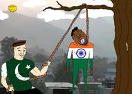 ack bloodshot_eyes brown_skin hanging holding_rope indian_flag pajeet pakistan tree variant:chudjak variant:gapejak // 2048x1462 // 1.0MB