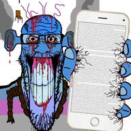 bloodshot_eyes calm grin holding_phone noose ogre_ears seething tranny variant:markiplier_soyjak wall_of_text wordswordswords // 2048x2048 // 3.2MB