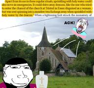 2soyjaks building catholic christianity church clock closed_mouth clothes cloud cross ear glasses grass gravestone hair hat history holy_water irl_background looking_at_you medieval mustache open_mouth priest purple_hair sky smile soyjak stubble subvariant:massjak text tongue tranny tree variant:bernd variant:gapejak yellow_teeth // 787x742 // 188.9KB