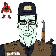 2soyjaks ack ak-47 albania armor clothes hanging hat kosovo milicija noose police rifle serbia subvariant:chudjak_front subvariant:perceptive_chud uniform variant:bernd variant:chudjak vest // 799x799 // 284.5KB