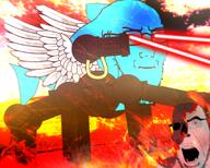 apocalypse apocalyptic cyborg fire fish fishjak gun laser laser_eyes machine robot skeleton skull variant:cobson wing // 910x732 // 787.1KB