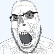 angry glasses open_mouth series:skeletonjaks skeleton soyjak stubble variant:cobson // 793x793 // 38.8KB