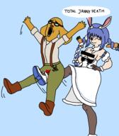 animal arm ballbusting blood breasts cartoon censored closed_mouth cock_and_ball_torture dog ear female femdom full_body genital_torture glasses hand hololive janny kicking_balls leg open_mouth or_are_you_a_stupid_whore soyjak speech_bubble suspenders text topless usada_pekora variant:chudjak vt_(4chan) vtuber white_skin yellow_skin // 1394x1591 // 68.4KB