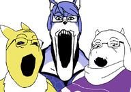 digimon fox furry goat krystal renamon soyjak_trio starfox toriel variant:gapejak variant:markiplier_soyjak variant:tony_soprano_soyjak // 828x581 // 37.2KB