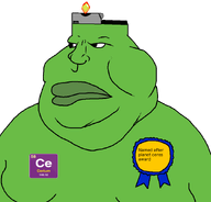 cerium element flame green_skin lighter looking_to_the_left nose series:elemental_mutts variant:meximutt // 888x849 // 34.4KB