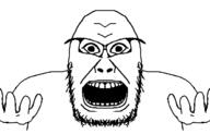 arm deformed finger glasses hand mirror mirrored open_mouth soyjak stubble subvariant:yurjak_double variant:yurjak // 692x442 // 22.3KB