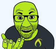 artist:bucephalus_(kiwi_farms) clothes glasses green_skin hand kiwifarms looking_at_you open_mouth perro_hold series:kiwiperros soyjak stubble subvariant template transparent_background tshirt variant:el_perro_rabioso // 820x720 // 33.5KB