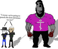 3soyjaks ack arm bald beard biting_lip blood buff bvll christian_cross christian_identity christianity clothes dark fist full_body glasses hamas hanging height_difference hezbollah iraq islam islamic israel judaism leg meta:no_template_award mozzie mudslim mudslime muscles muslims muzzie ominous omnious orthodox orthodox_christian orthodox_cross orthodoxy palestine piss purple_shirt rape rope scary shadow skinny smug soyjak star_of_david stubble subvariant:hornyson tall text variant:bernd variant:cobson variant:soyak vein // 1280x1082 // 169.4KB