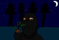 angry carrot closed_mouth drawn_background fist glowing_eyes hand holding_object moon night soyjak star stubble tree variant:gapejak // 1639x1101 // 69.2KB