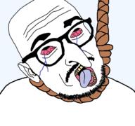 ack beard bloodshot_eyes crying ear glasses hanging jewish_nose kike mustache rope soyjak suicide tongue transparent_background variant:longnose // 768x719 // 135.1KB