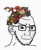 bird closed_mouth flamingo flower glasses grape plant soyjak stubble subvariant:soyak_(irritated) variant:soyak // 625x749 // 223.6KB