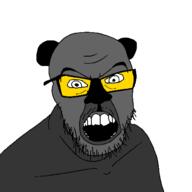 alternate animal bear black_bear ear glasses grey_skin mustache open_mouth series:animaljaks soot soot_colors soyjak soyjak_party stubble variant:feraljak // 1500x1500 // 42.5KB